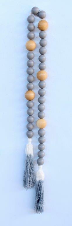 Grey & Natural Wooden Beads